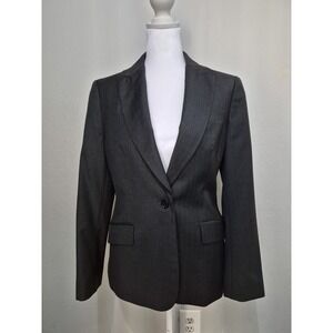 Womens Brooks Brothers Blazer Sz 4 Gray Pinstripe Wool Vitale Barberis Canonico